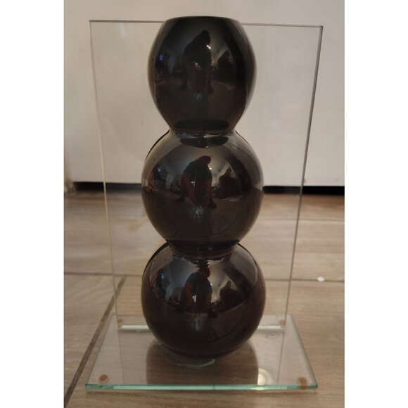 Vintage 1980's Black Bubble Vase, Clear Acrylic, Planter, Unique Retro Vibes - Picture 1 of 5